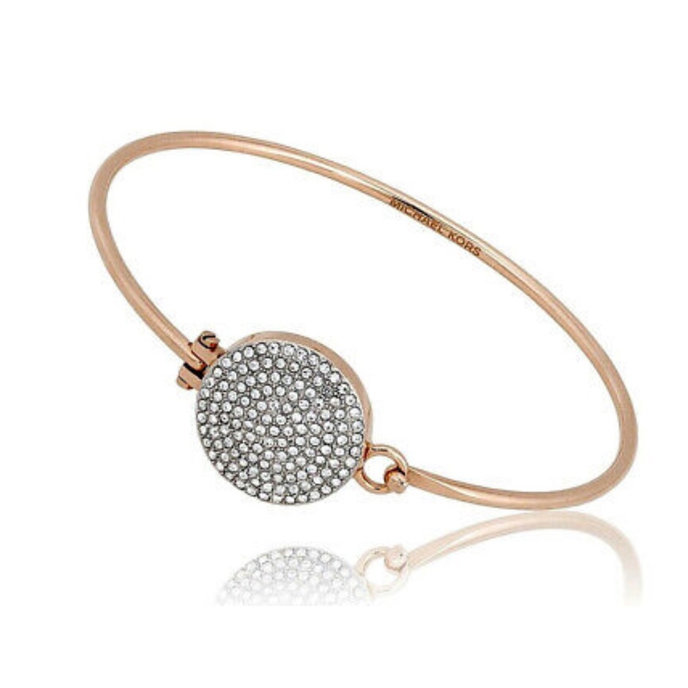 $115 Michael Kors Rose Gold-Tone Crystal Pave Circle Disc Bracelet - Picture 3 of 6